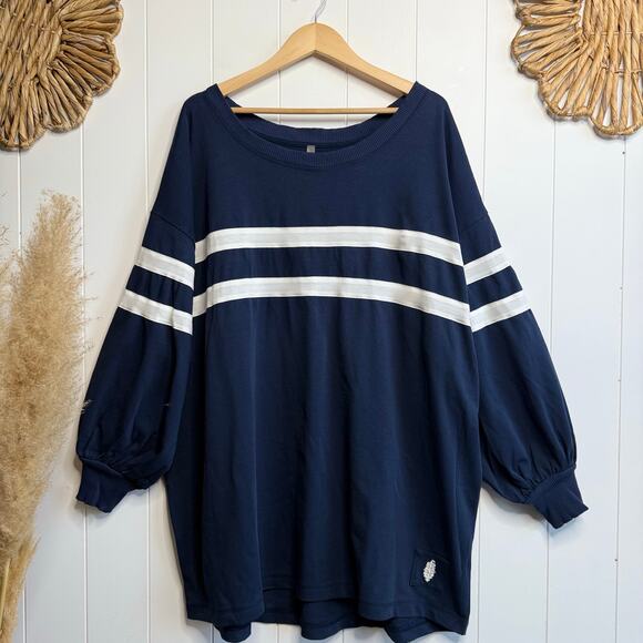 Free People sweatshirt pullover activewear layer casual cozy oversized XL - Picture 2 of 8